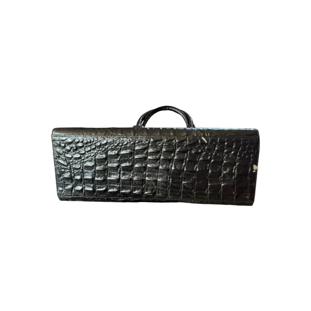 Black Embossed Croc-Pattern Tote Bag